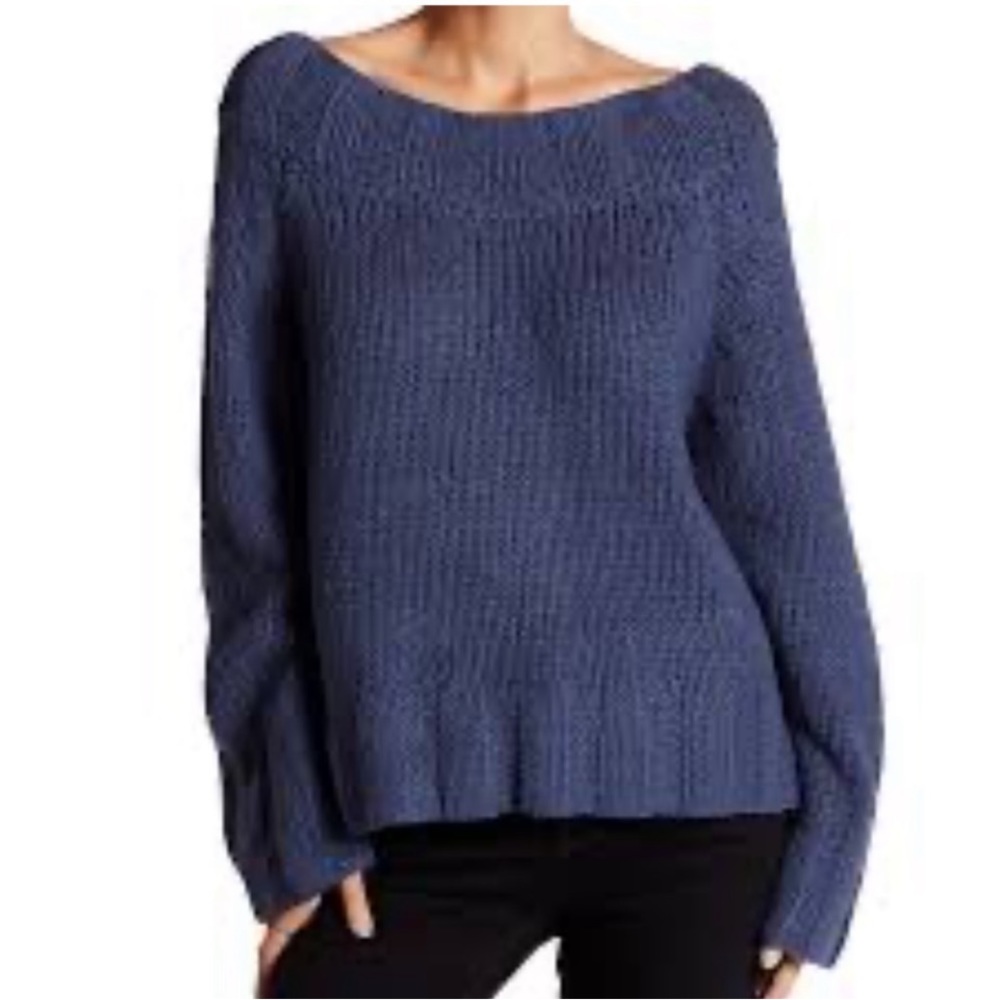Free people sweater chunky cropped XS blue